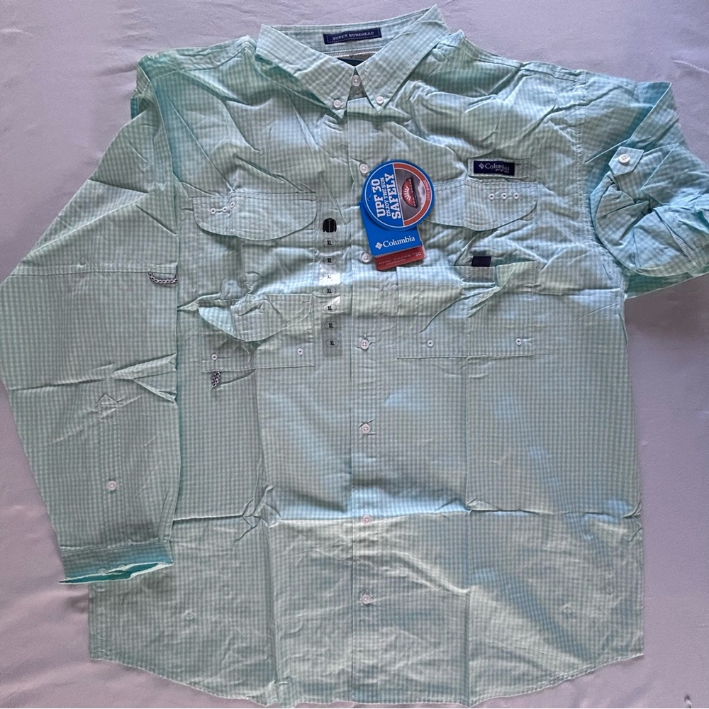 Columbia PFG Fishing Shirt Bundle XL 3 Pack Blue Gray Green Check NWT - Picture 6 of 16